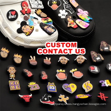 INS New Custom Logo Tiktok Wholesale Rubber Black Girl Shoes Charms Accessories For Clogs Shoes Bulk